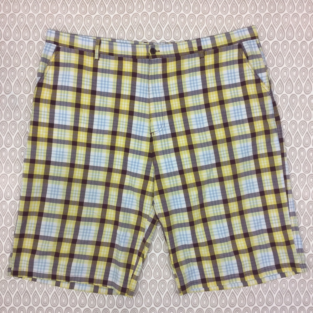 Red Ape Mens Yellow Maroon Plaid Shorts SZ 6XL D28